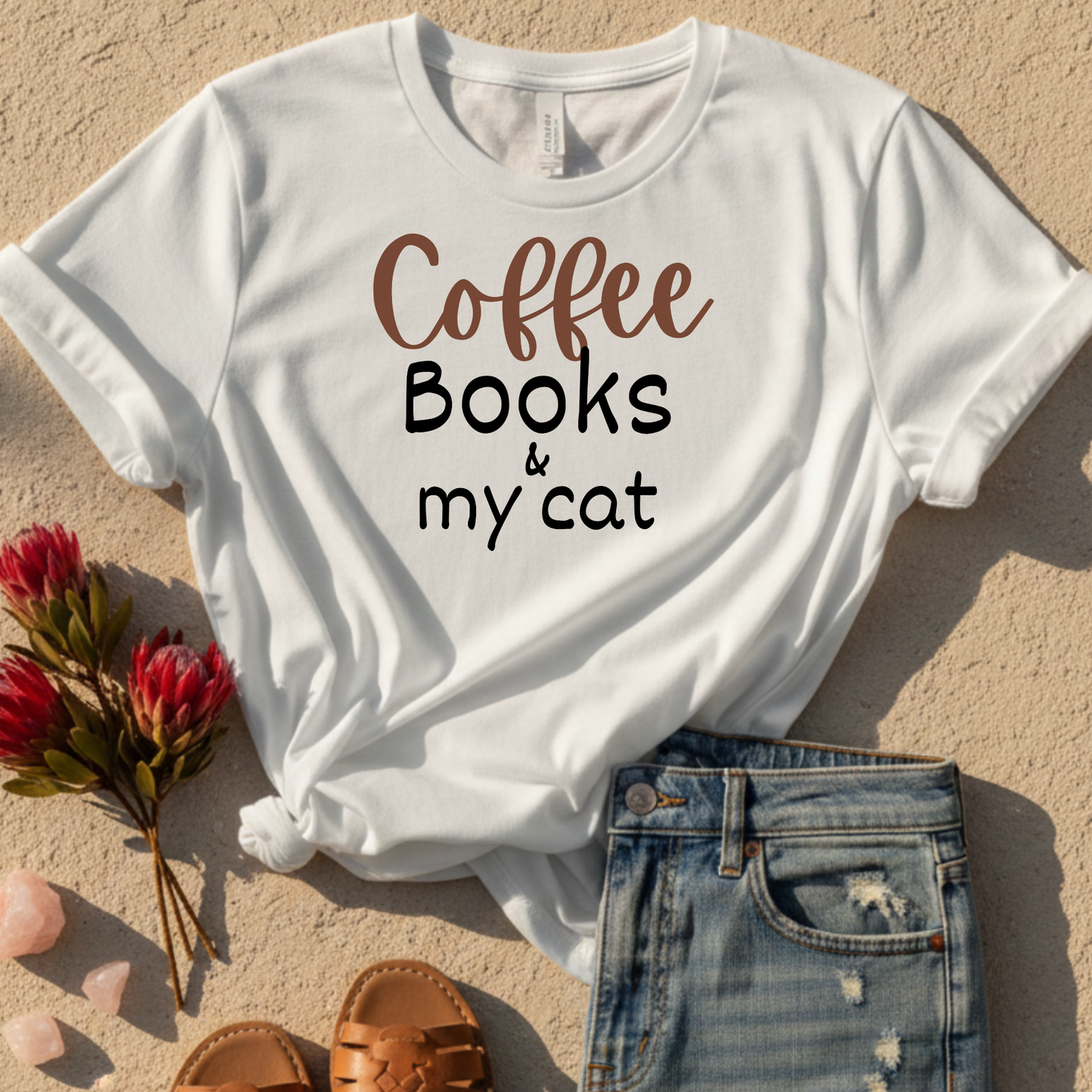 Coffee Books and My Cat T-Shirt