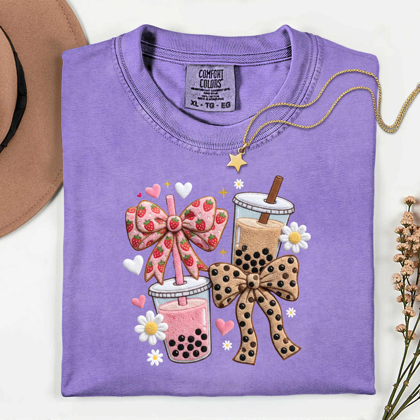 Girly Coffee Bow Premium T Shirt