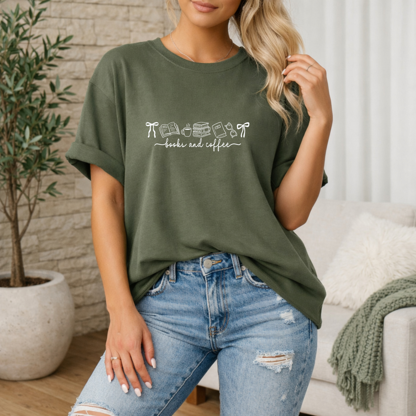 Books and Coffee Premium T Shirt
