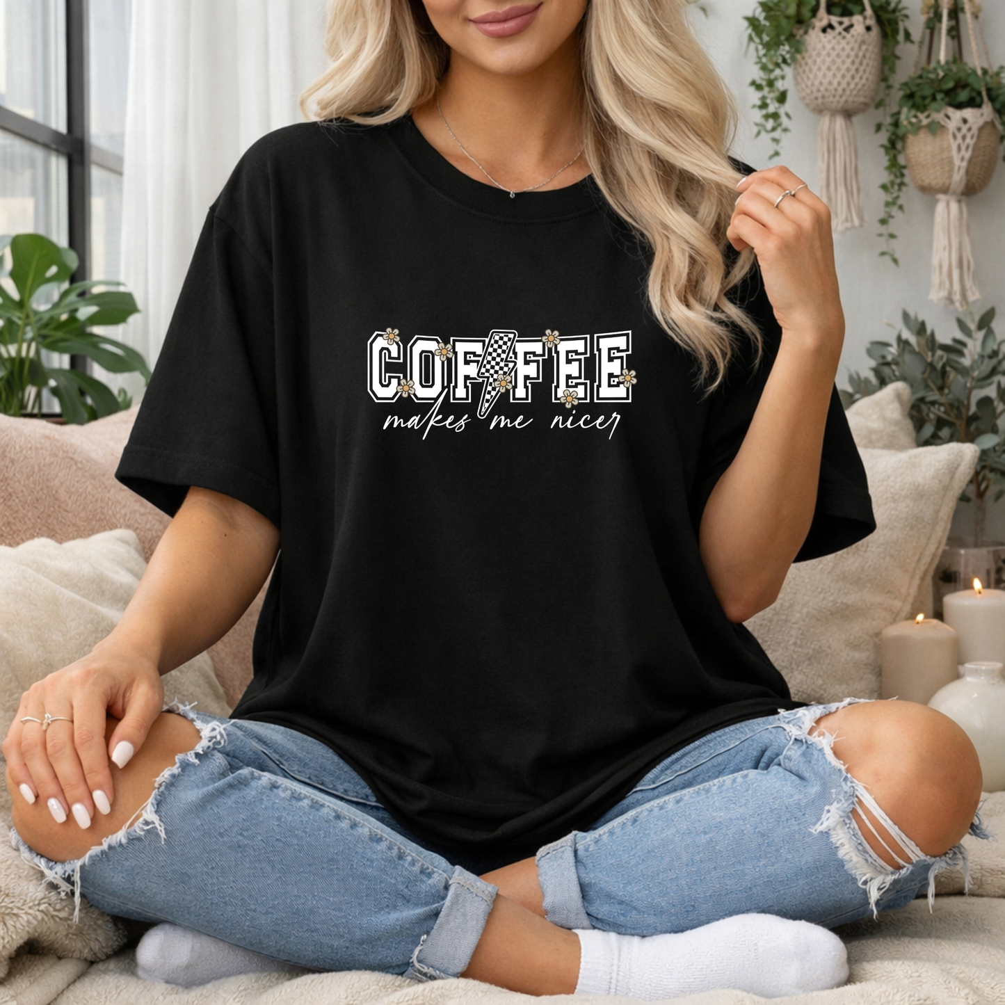 Coffee Makes Me Nicer Premium T Shirt