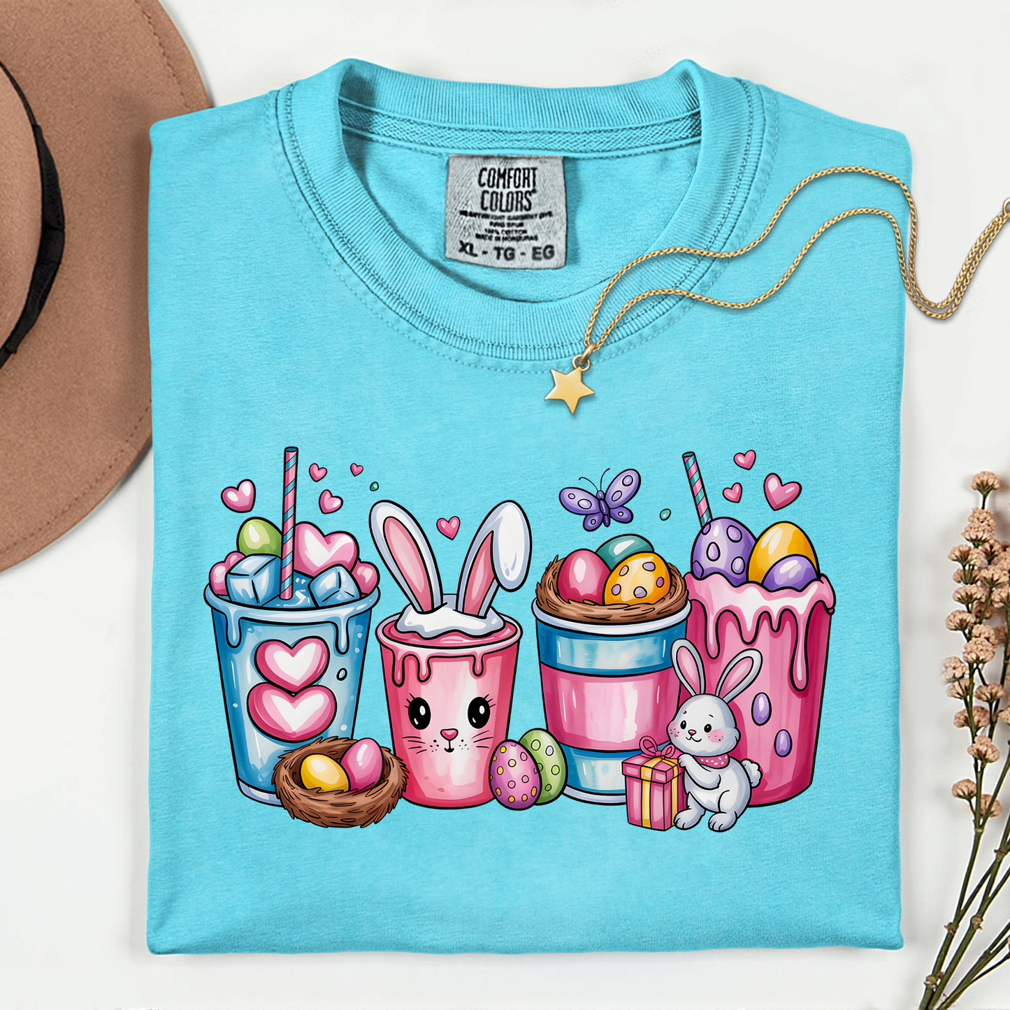 Cute Bunny Drinks Premium T Shirt