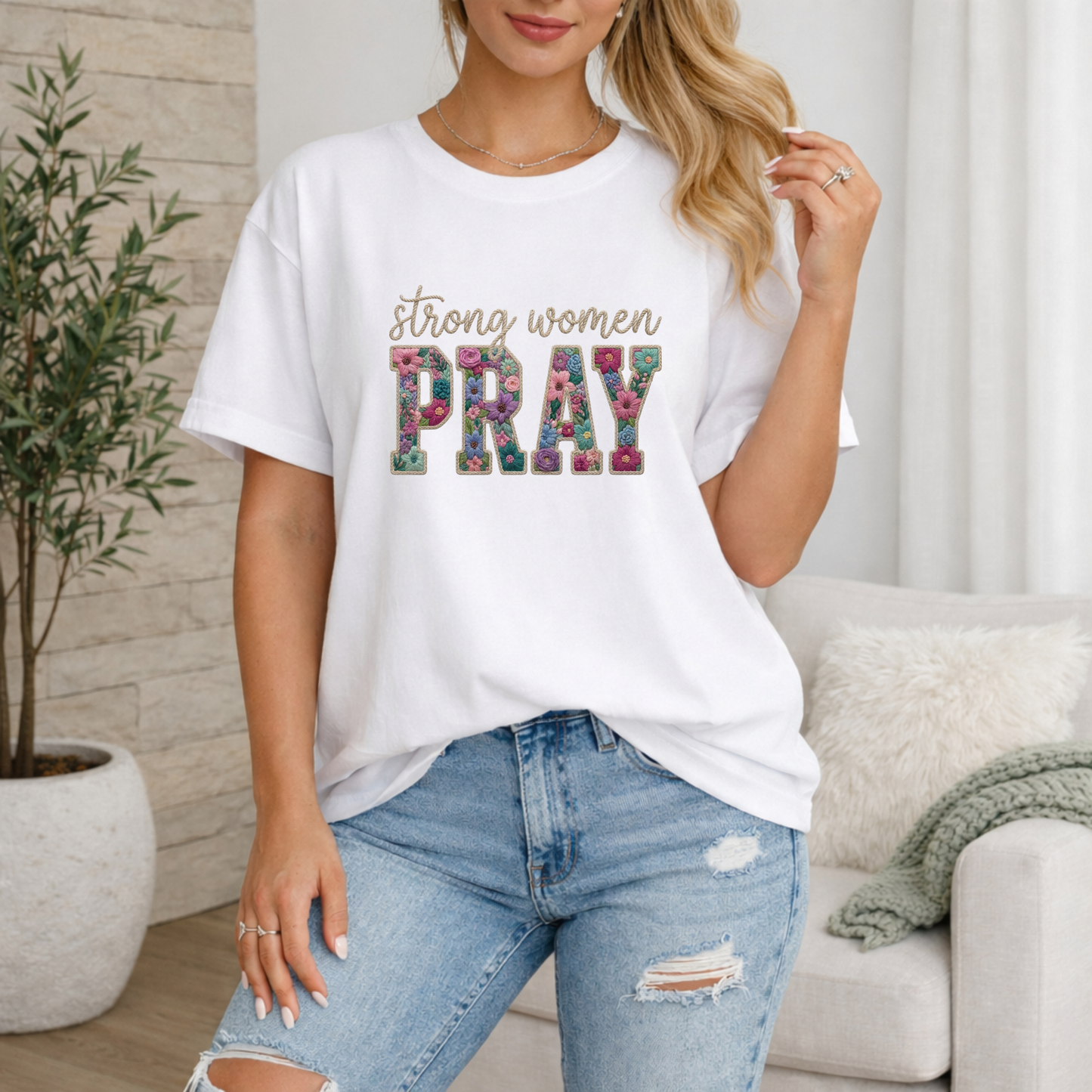 Strong Women Pray Premium T Shirt
