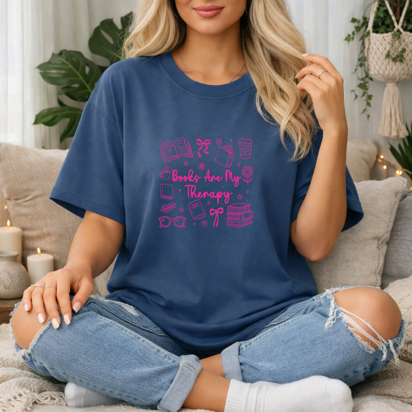 Books Are My Therapy Premium T Shirt