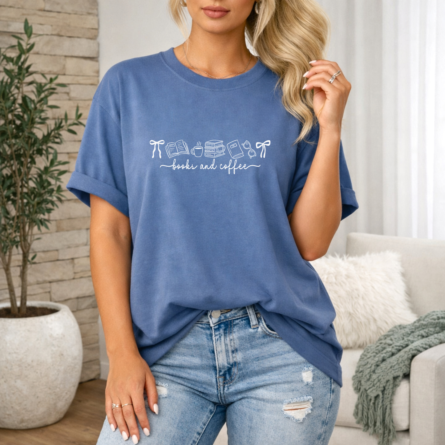 Books and Coffee Premium T Shirt
