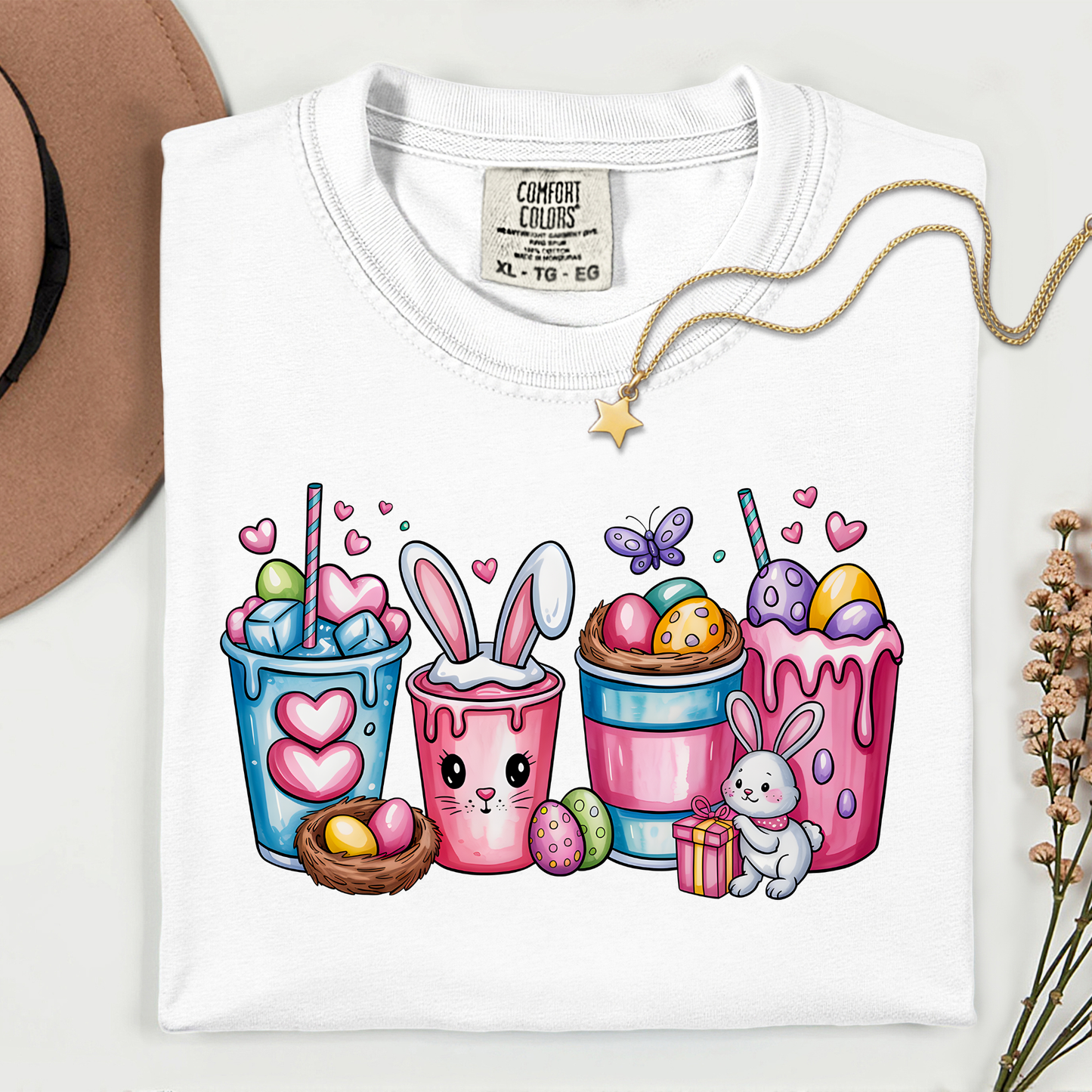 Cute Bunny Drinks Premium T Shirt