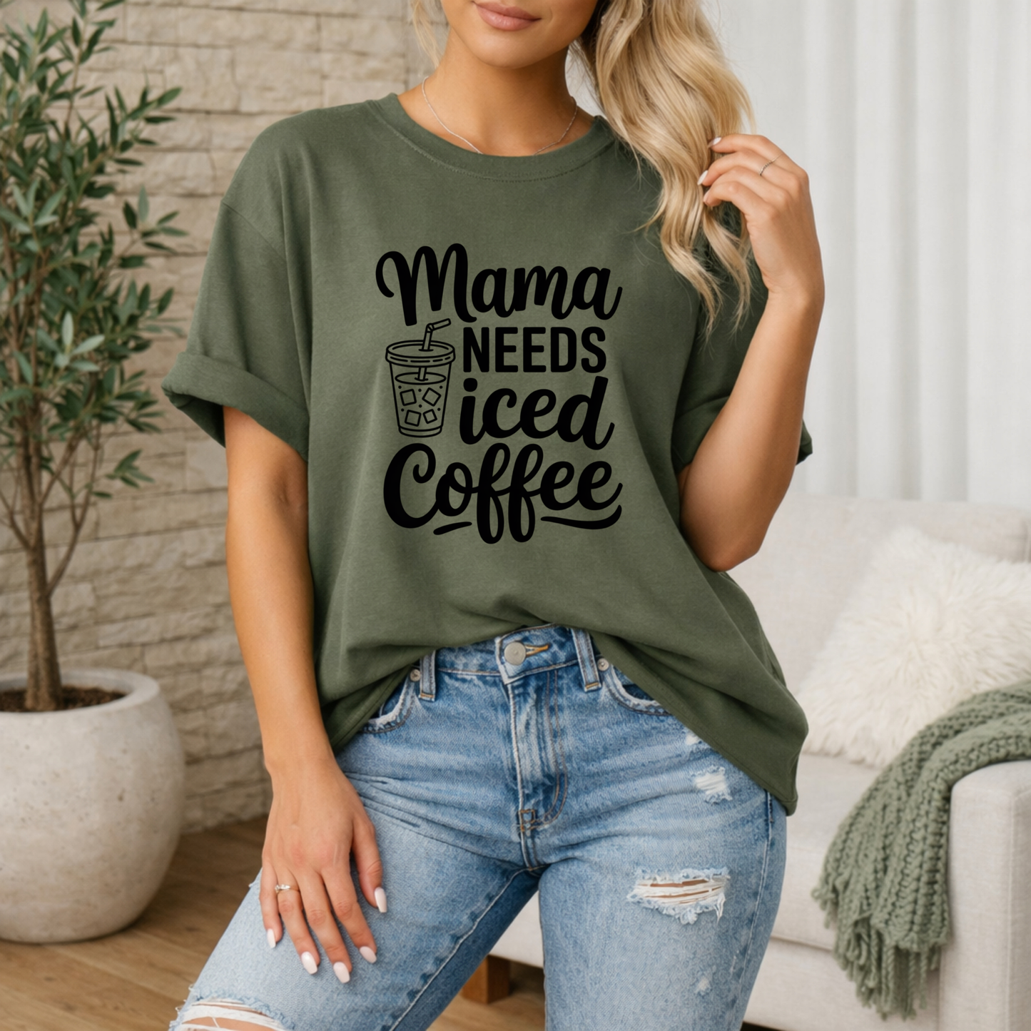 Mama Needs Iced Coffee Premium T Shirt