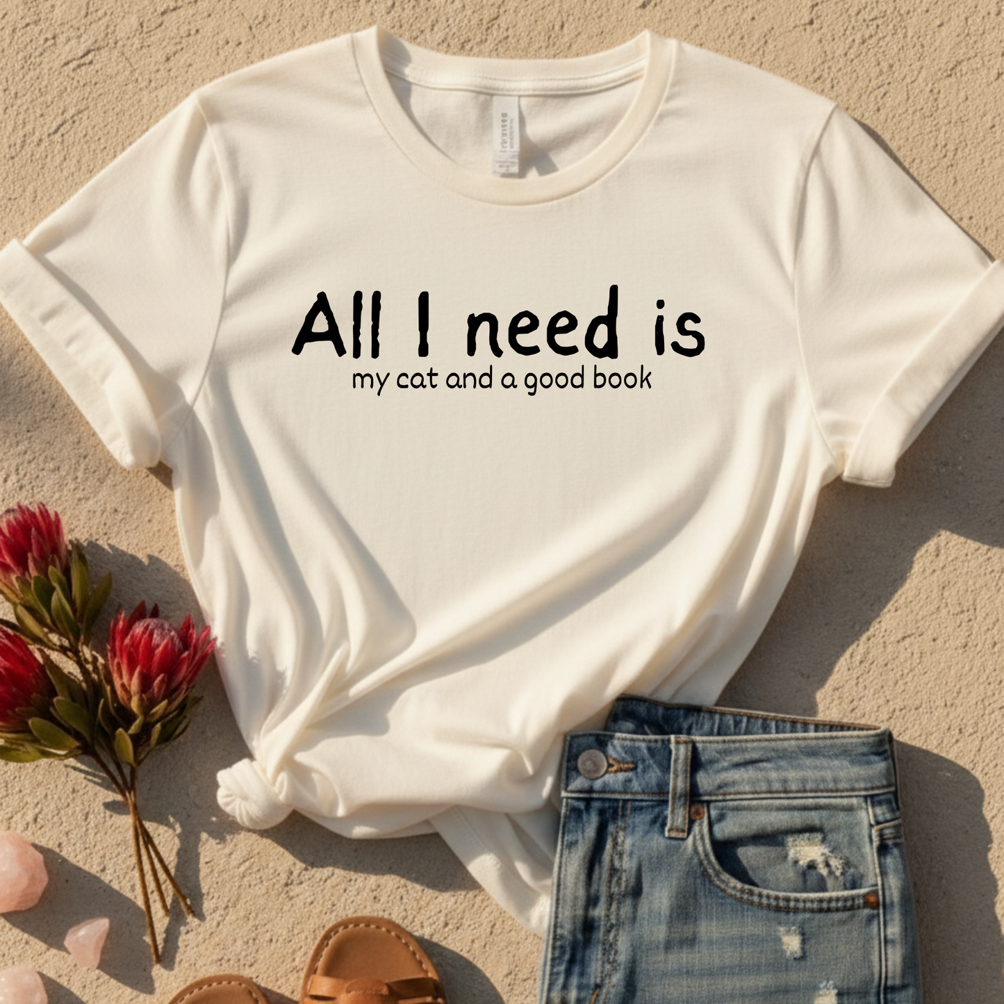 All I need is My Cat And A Good Book T-Shirt