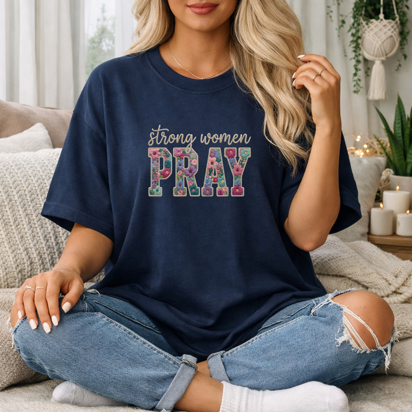 Strong Women Pray Premium T Shirt