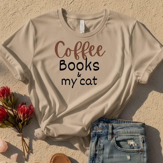 Coffee Books and My Cat T-Shirt
