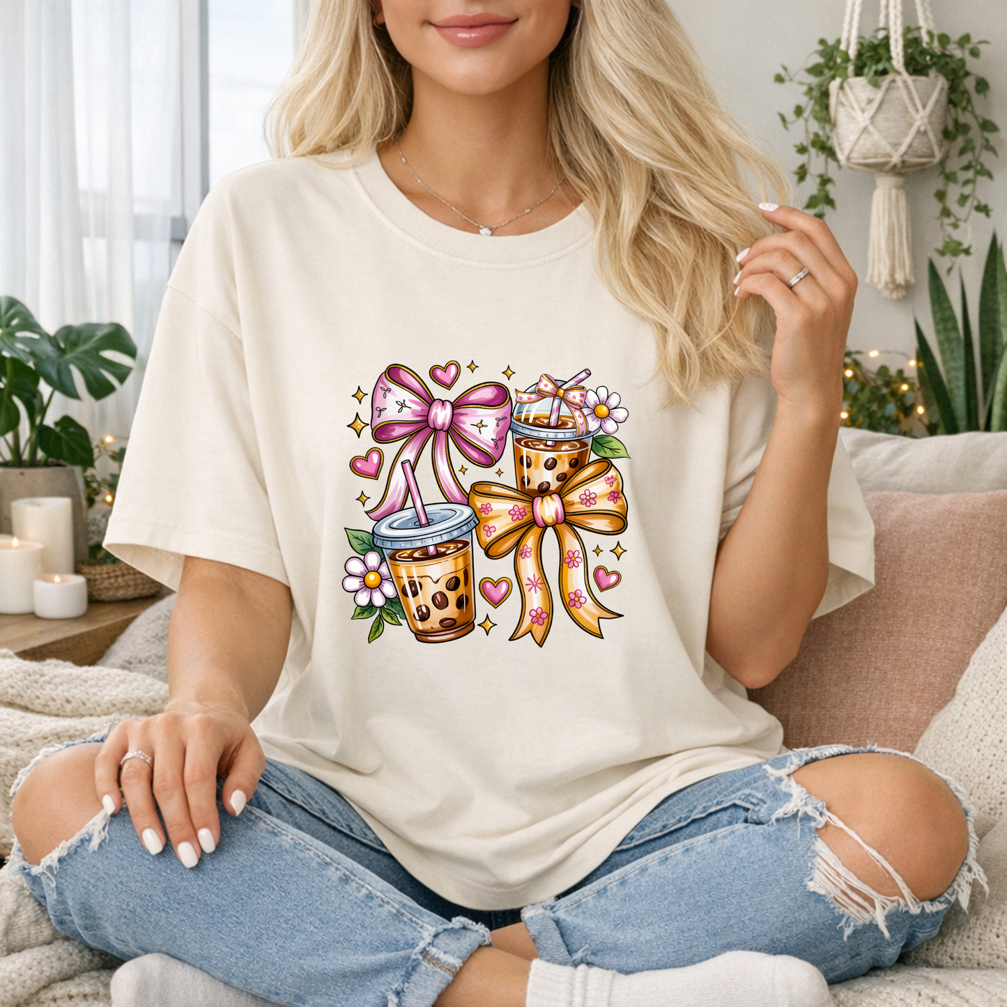 Girly Iced Coffee Premium T Shirt