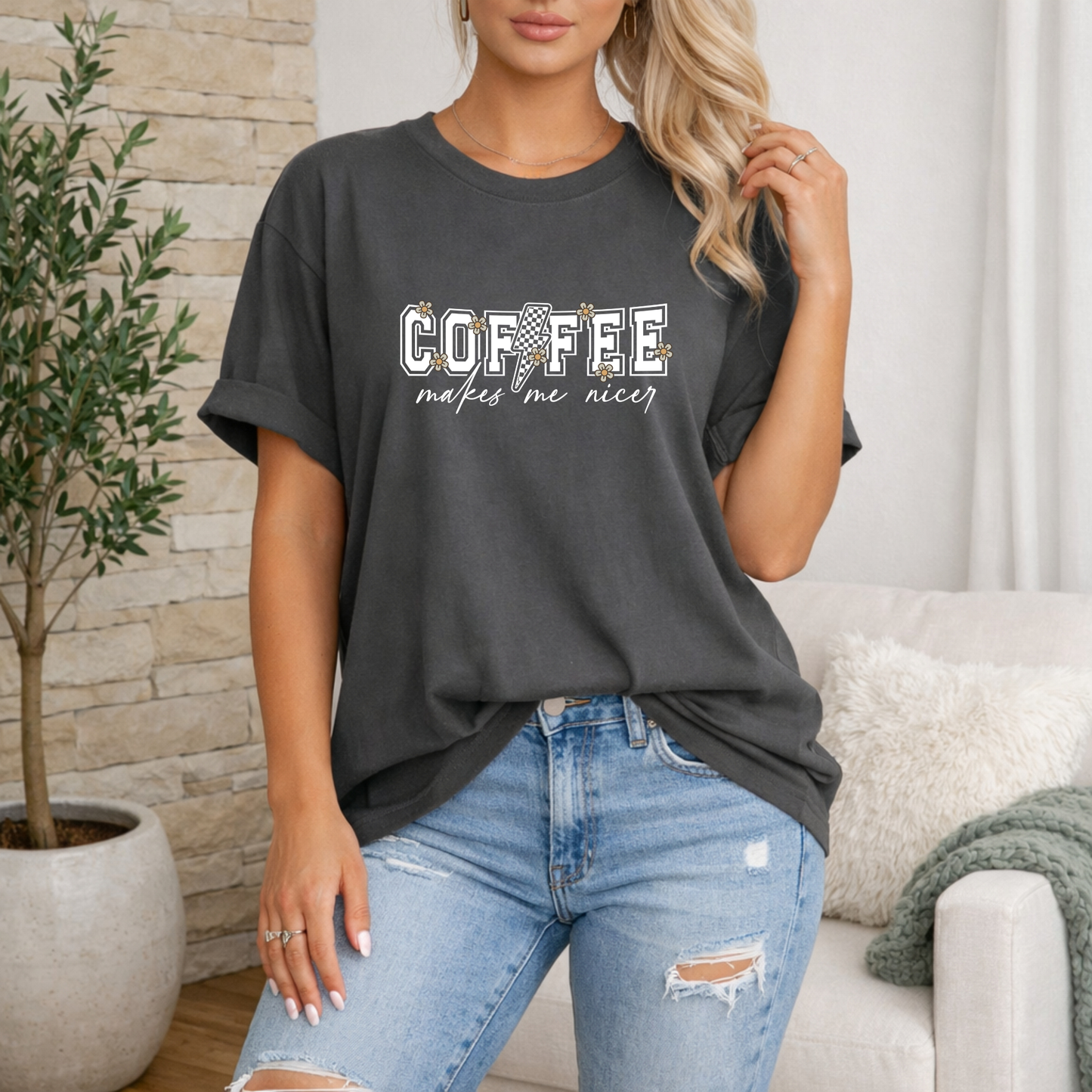 Coffee Makes Me Nicer Premium T Shirt