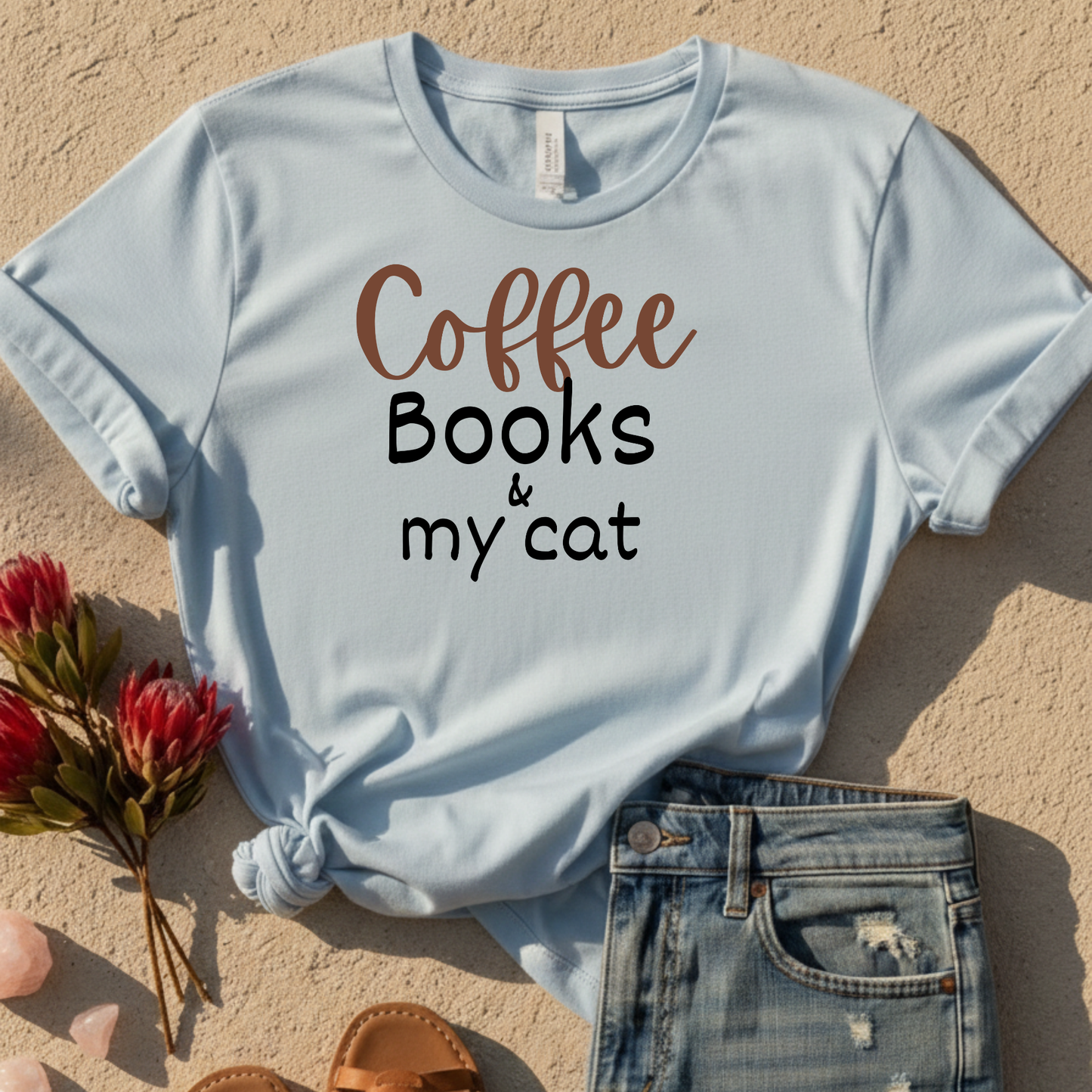 Coffee Books and My Cat T-Shirt