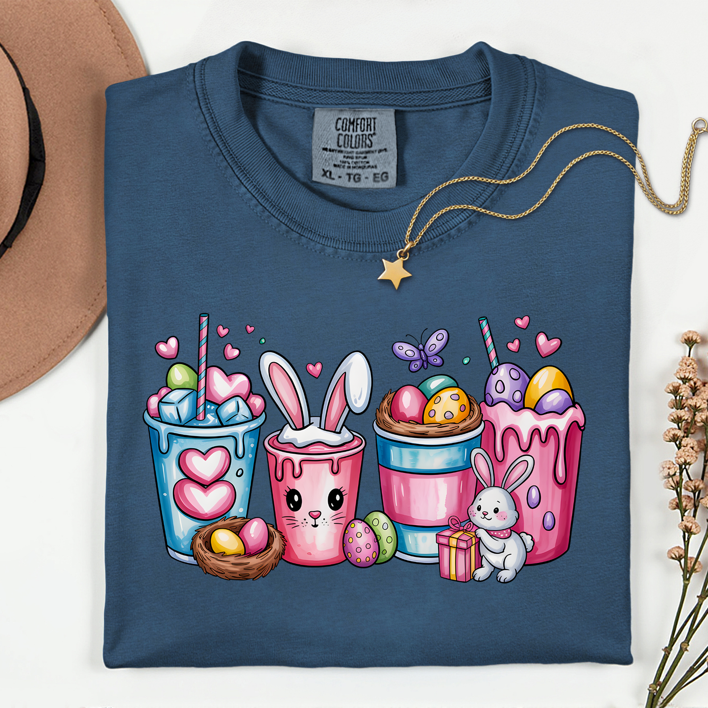 Cute Bunny Drinks Premium T Shirt