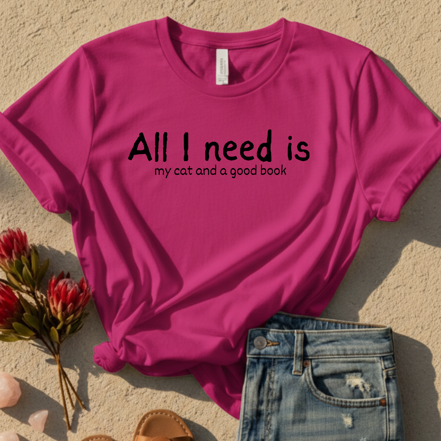 All I need is My Cat And A Good Book T-Shirt