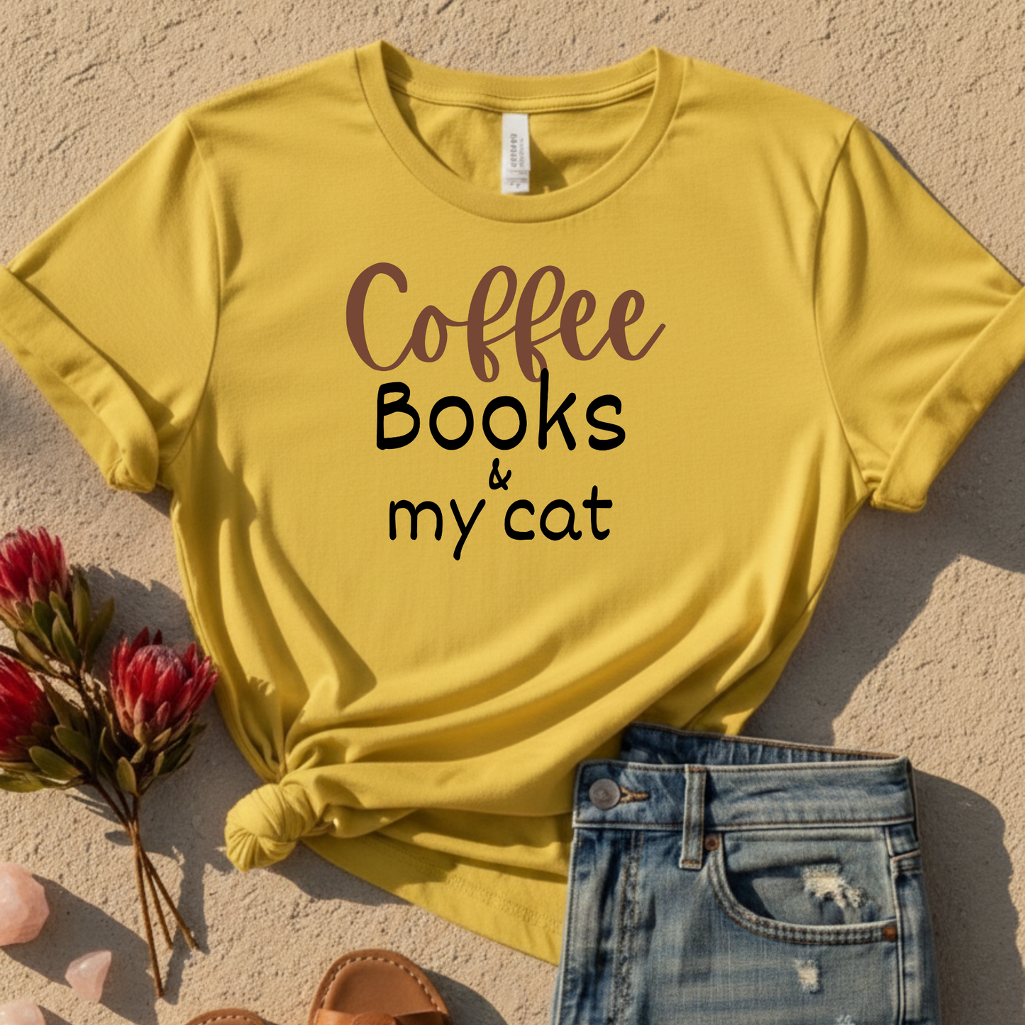 Coffee Books and My Cat T-Shirt