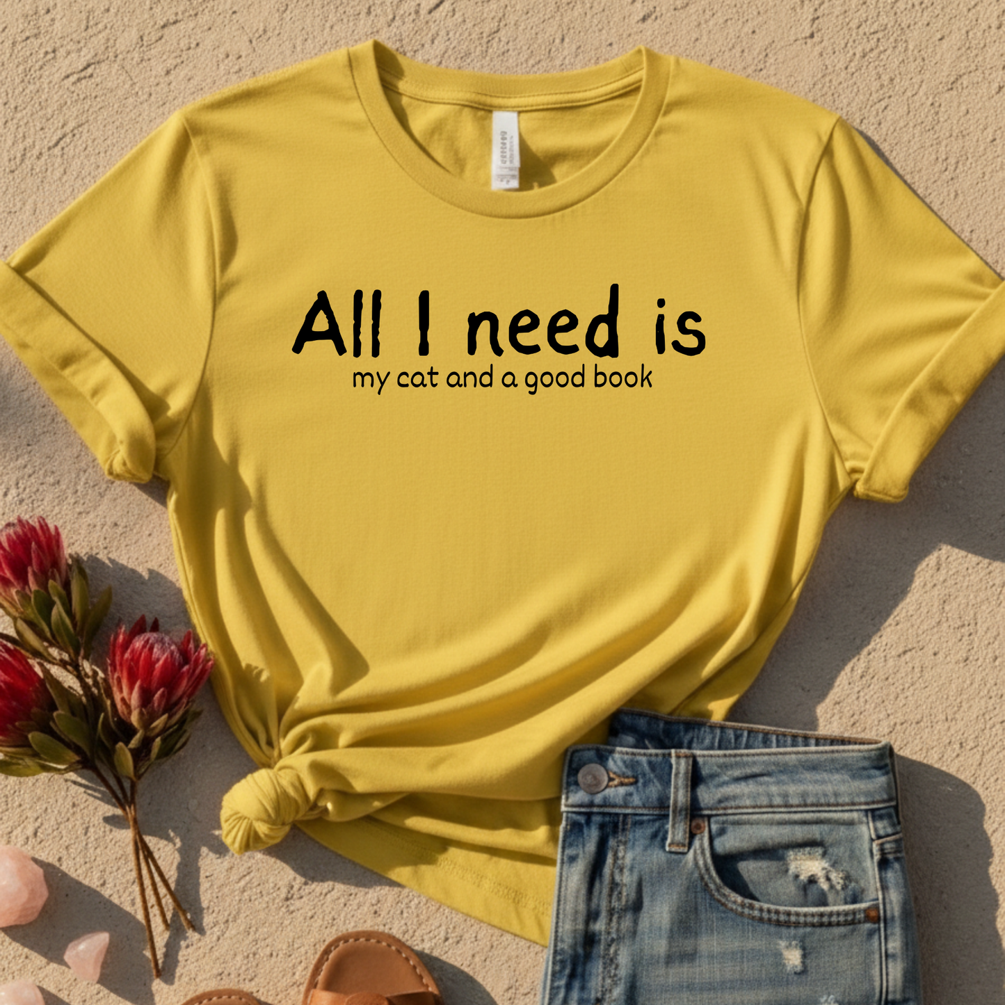 All I need is My Cat And A Good Book T-Shirt