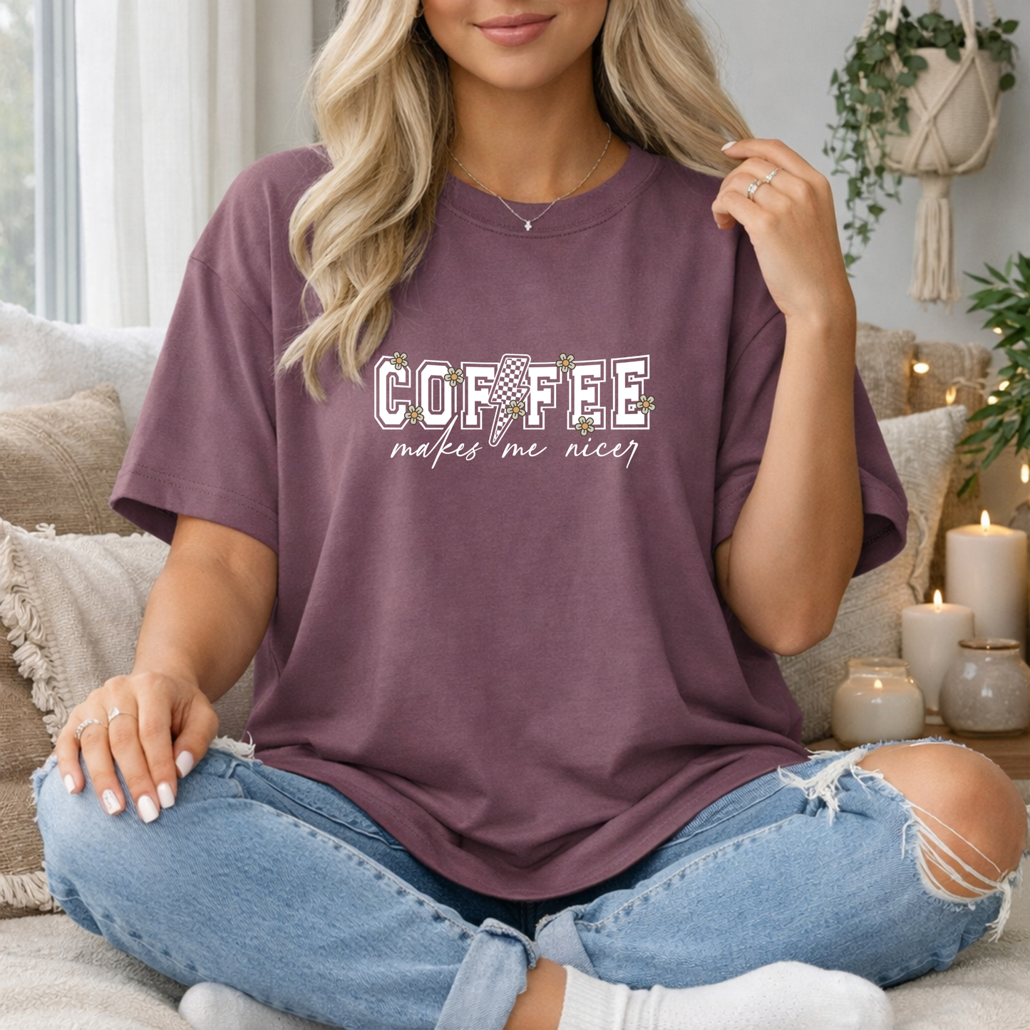 Coffee Makes Me Nicer Premium T Shirt
