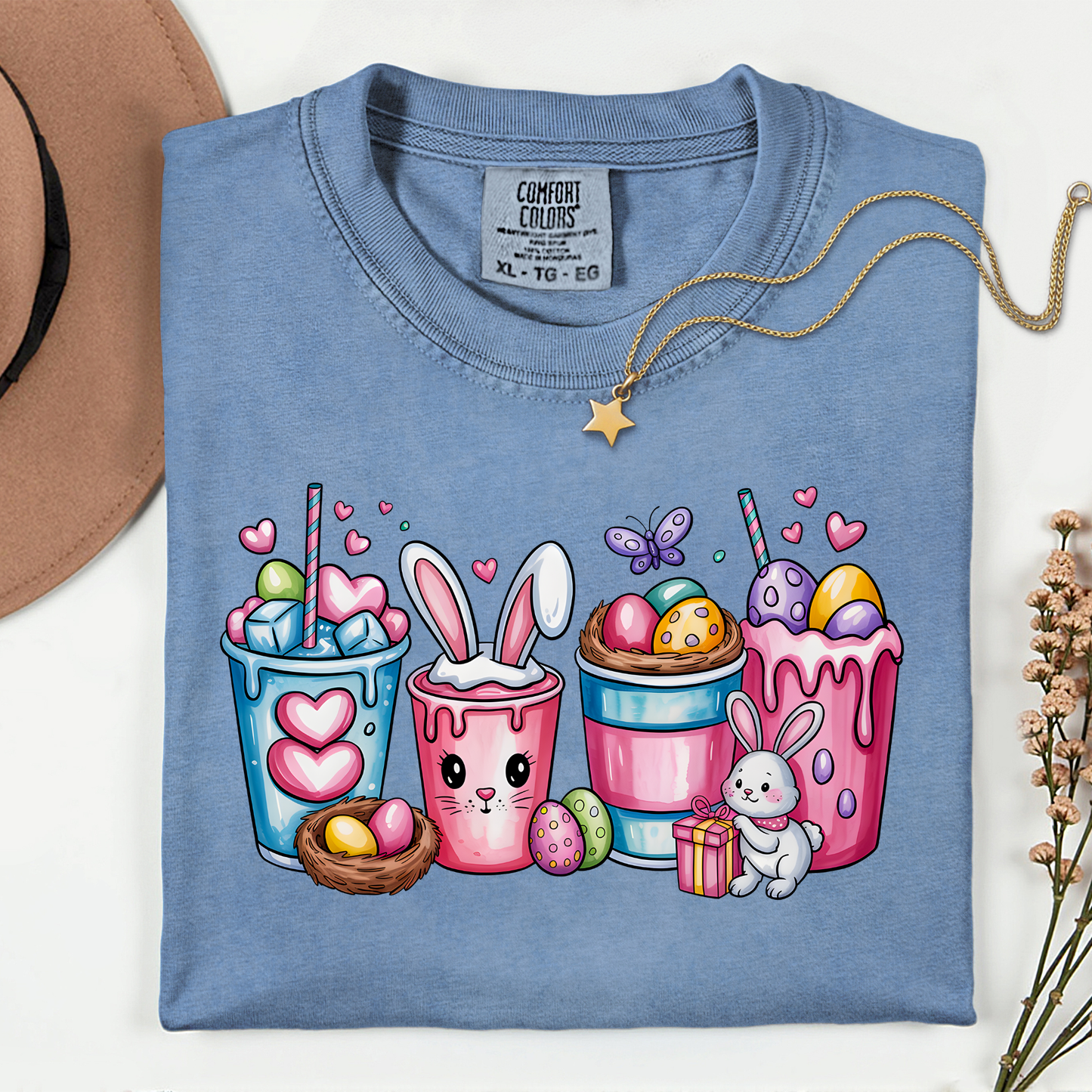 Cute Bunny Drinks Premium T Shirt