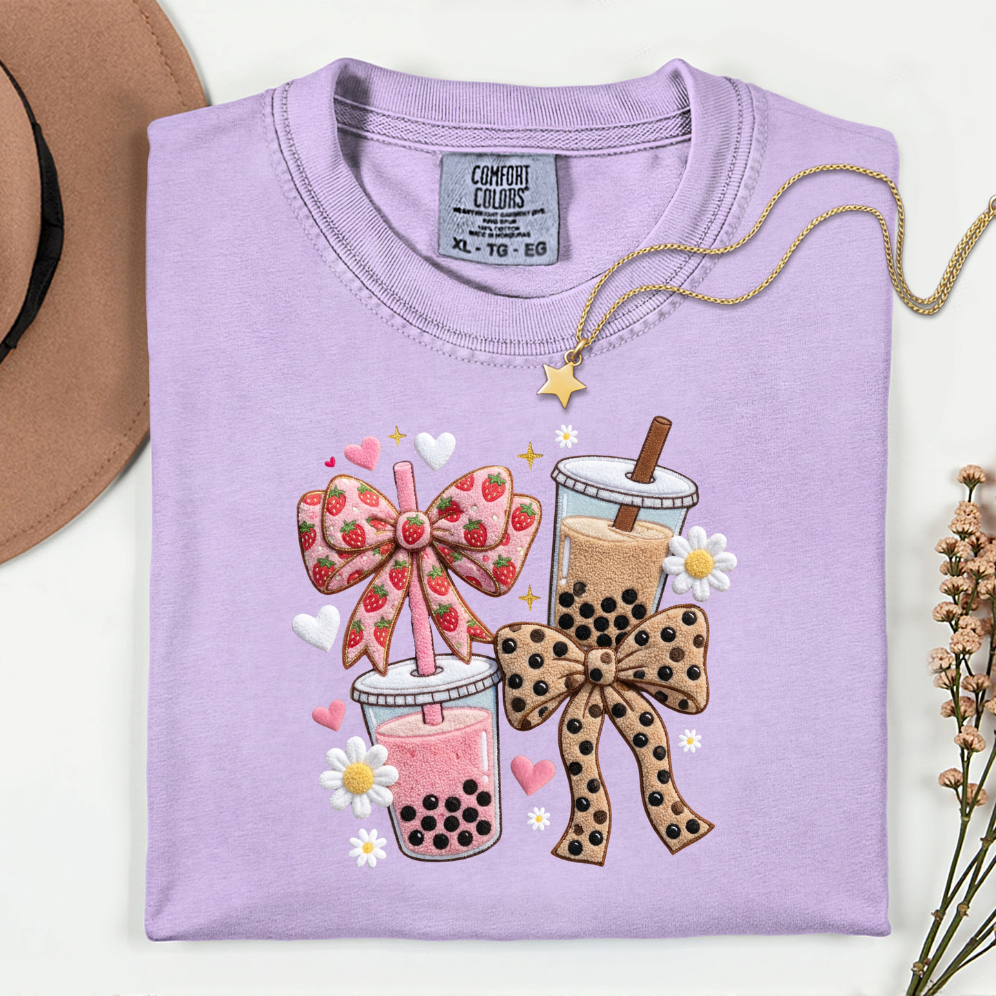Girly Coffee Bow Premium T Shirt