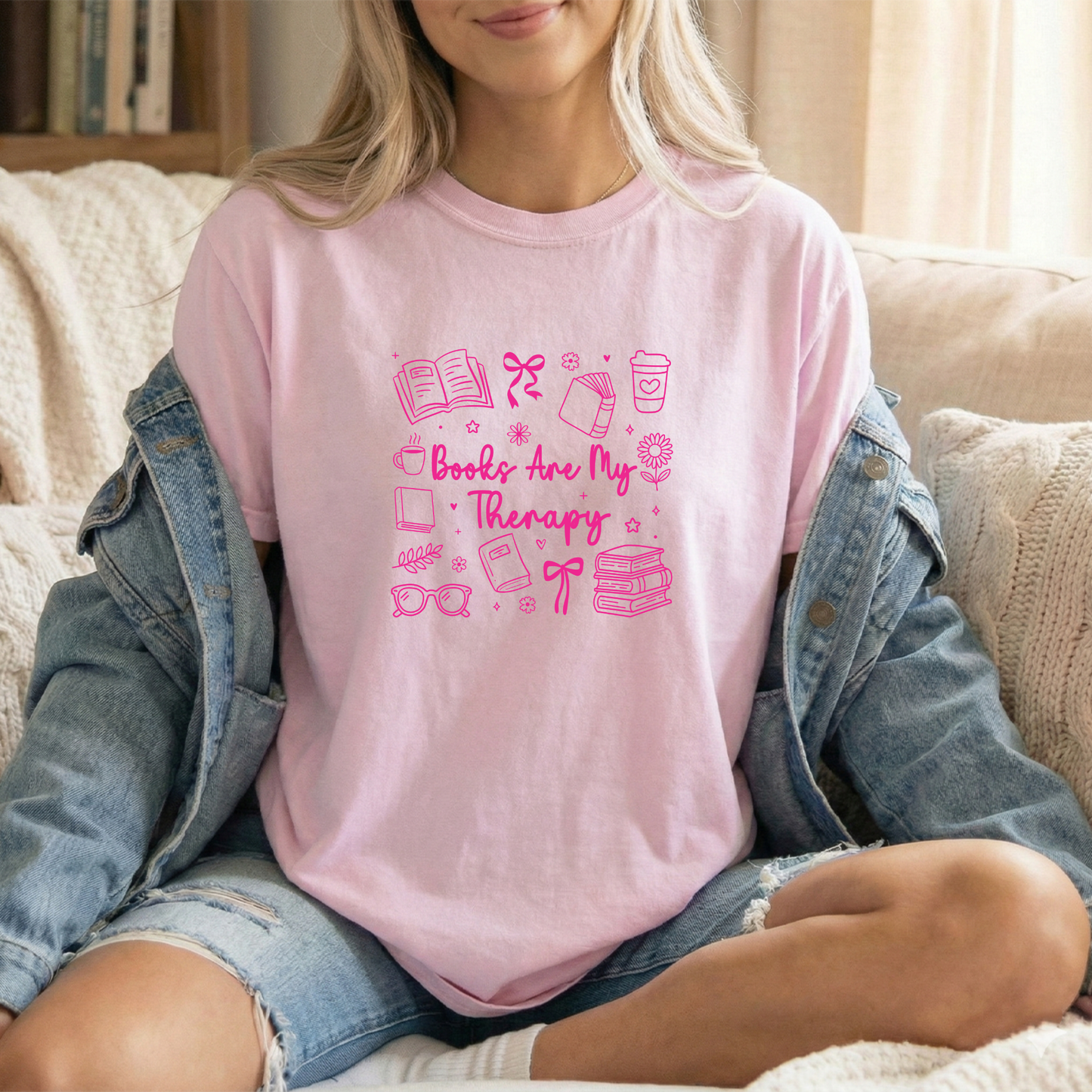 Books Are My Therapy Premium T Shirt