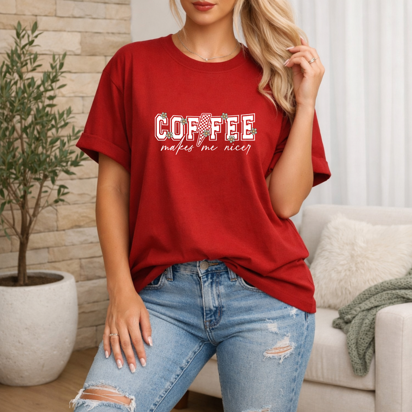 Coffee Makes Me Nicer Premium T Shirt