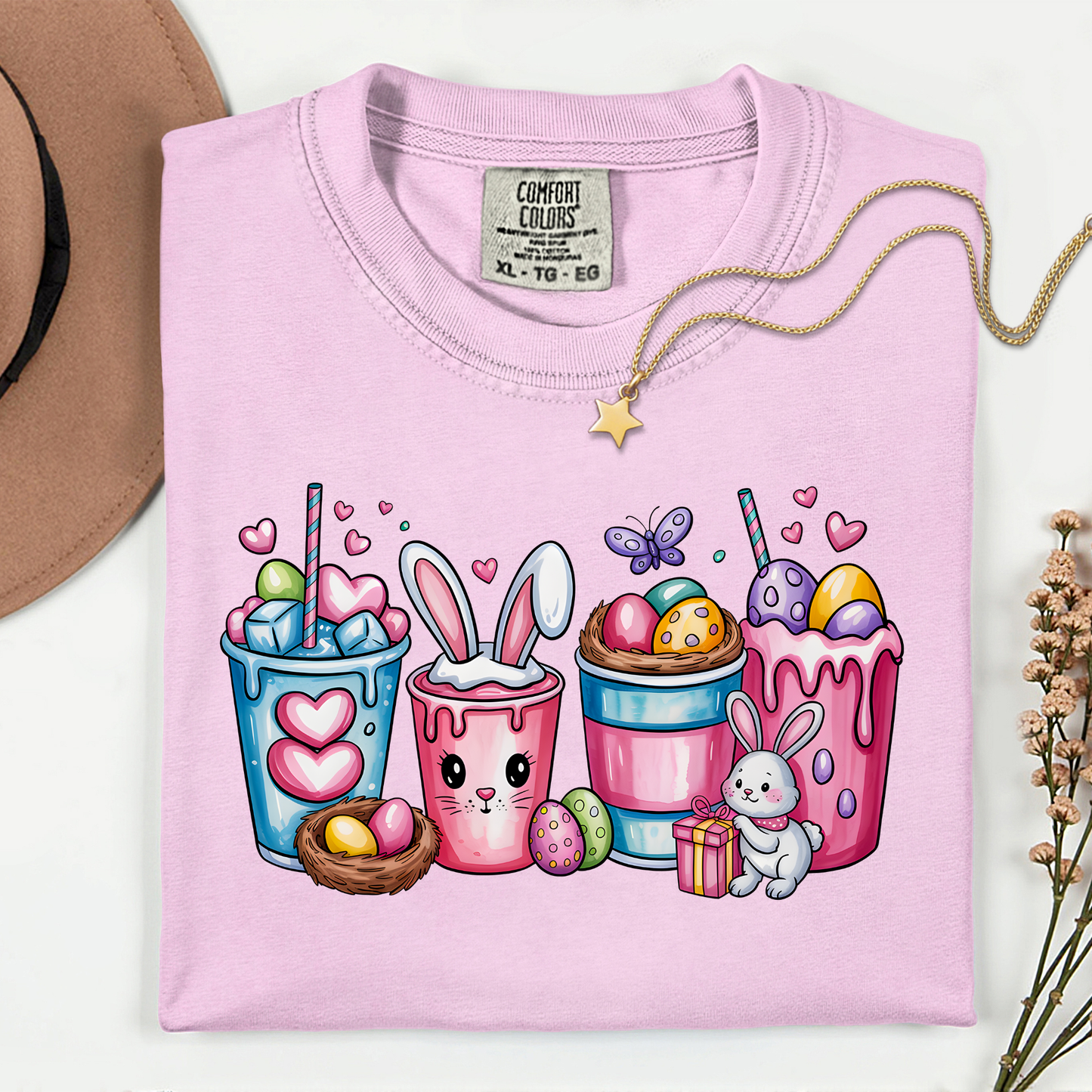 Cute Bunny Drinks Premium T Shirt
